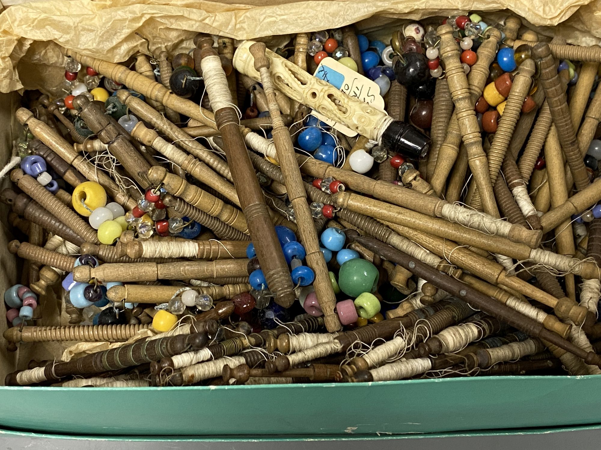 A group of Victorian lacemakers bobbins